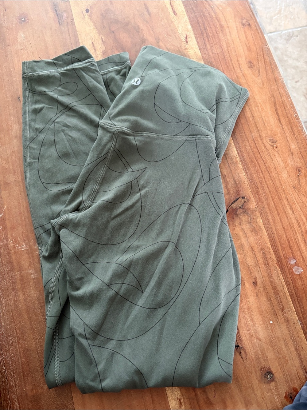 lululemon athletica Olive Green Leggings with Subtle Black Print